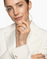 Crossover Two Row Ring in Sterling Silver with Diamonds, 7.4mm